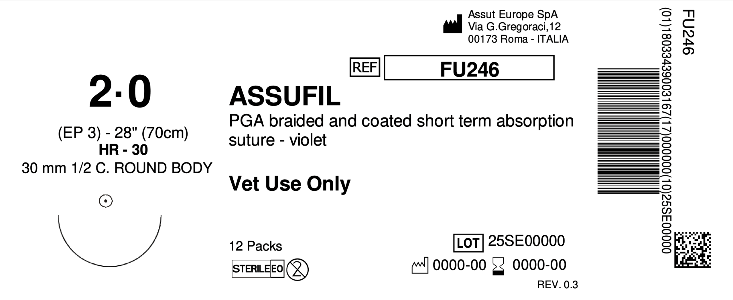 Veterinary surgical sutures short absorption